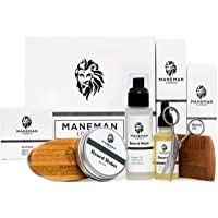 Los mejores  - Maneman London barba Grooming Kit for Men - 7 piezas Juego de regalo- champú- aceite- suaviza- alivia la picazón.